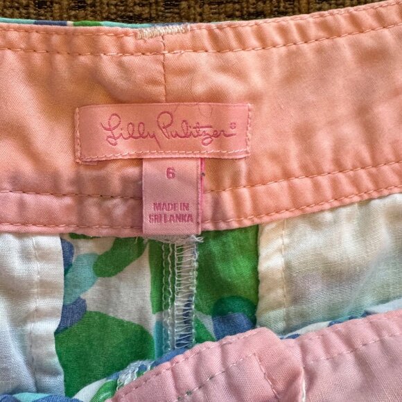 Lilly Pulitzer Womens Shorts 6 Blue Green Colorful Grass Hopper Floral - Picture 3 of 8